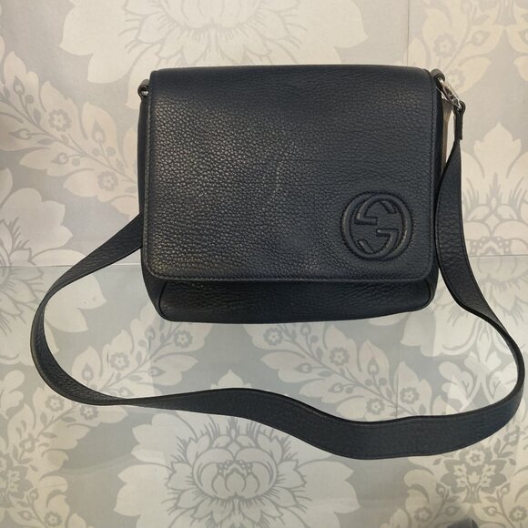 Gucci Interlocking G Flap Shoulder Bag - Blue - Picture 1 of 8